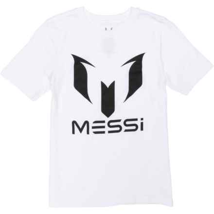 MESSI COLLECTION Big Boys Logo Core Soccer T-Shirt - Short Sleeve in Bright White