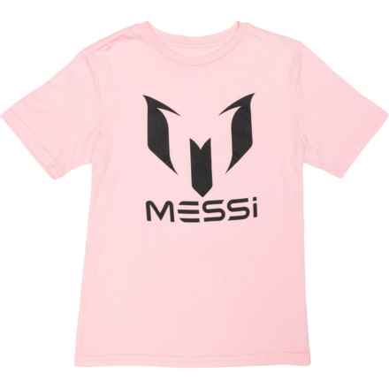 MESSI COLLECTION Big Boys Logo Core Soccer T-Shirt - Short Sleeve in Candy Pink