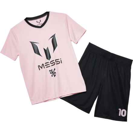 MESSI COLLECTION Big Boys T-Shirt and Shorts Set - Short Sleeve in Pink