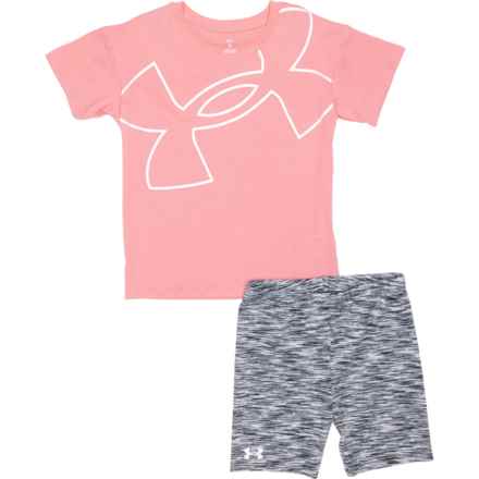 MESSI COLLECTION Little Girls Printed T-Shirt and Bike Shorts Set - Short Sleeve in Cosmo Pink - Closeouts