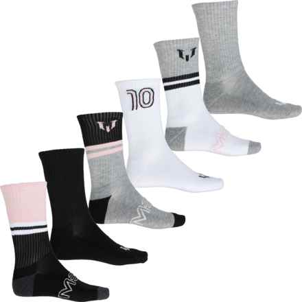 Messi Lock-Up Half Cushion Socks - 6-Pack, Crew (For Men) in Black