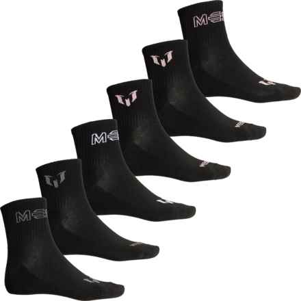 Messi Outline Half Cushion Shortie Socks - 6-Pack, Crew (For Men) in Black
