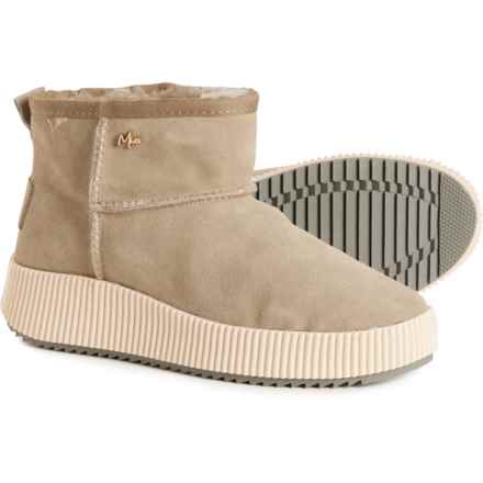 MEXX Sneaker Bottom Ankle Boots - Suede, Sheepskin Lined (For Women) in Taupe