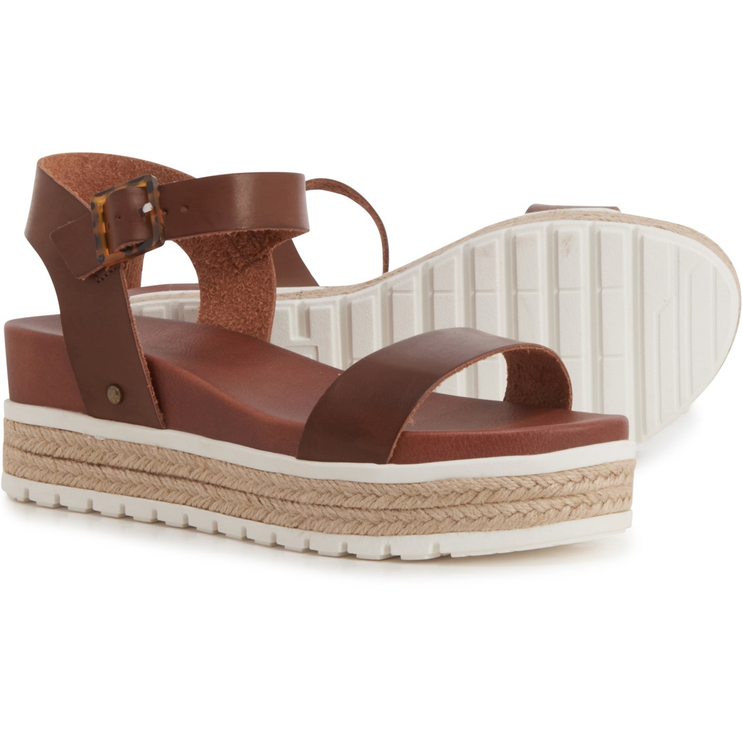 cognac platform sandals