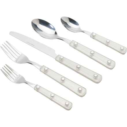 Translucent Outdoor Flatware Set - 20-Piece in Clear And Silver