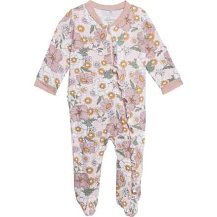 MILK BERRY Infant Girls Supersoft Ruffled Footed Coveralls - Long Sleeve in Multi