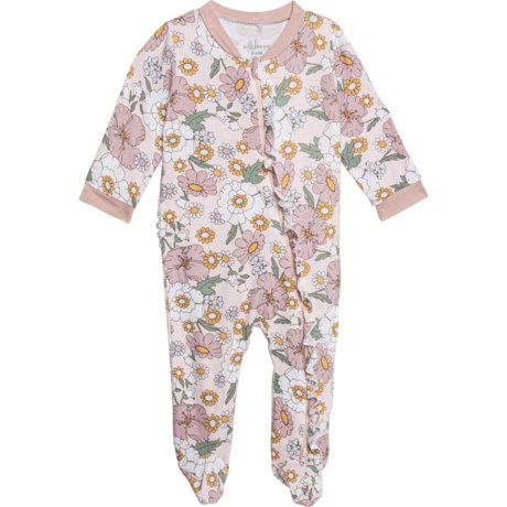 MILK BERRY Infant Girls Supersoft Ruffled Footed Coveralls - Long ...