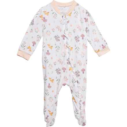 MILK BERRY Infant Girls Supersoft Ruffled Footed Coveralls - Long Sleeve in Multi