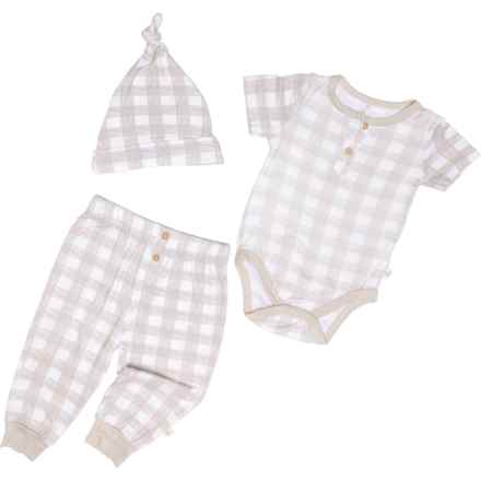 MILKBERRY Infant Boys Baby Bodysuit, Joggers and Hat Set - 3-Piece, Short Sleeve in Multi