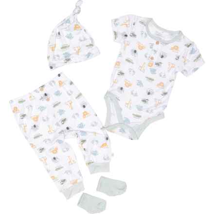 MILKBERRY Infant Boys Baby Bodysuit, Joggers, Socks and Hat Set - Short Sleeve in Multi
