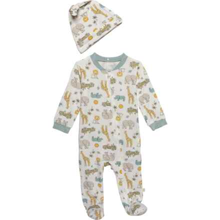 MILKBERRY Infant Boys Footed Coveralls and Hat Set - Long Sleeve in Multi