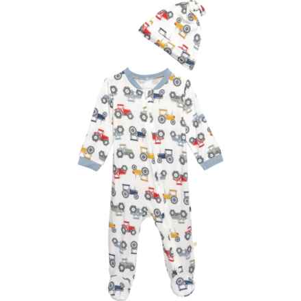 MILKBERRY Infant Boys Footed Coveralls and Hat Set - Long Sleeve in Multi