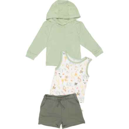 MILKBERRY Infant Boys Safari Tank Top, Hoodie and Shorts Set - 3-Piece in Multi