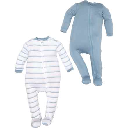 MILKBERRY Infant Boys Stripes Coveralls - 2-Pack, Long Sleeve in Blue