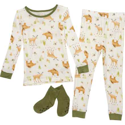 MILKBERRY Infant Boys Woodland Pajamas and Socks Set - Long Sleeve in Multi