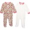 MILKBERRY Infant Girls Floral Dot Supersoft Footed Coverall - 2-Pack, Long Sleeve in Multi