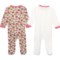 4NXRD_2 MILKBERRY Infant Girls Floral Dot Supersoft Footed Coverall - 2-Pack, Long Sleeve