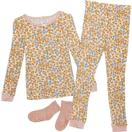 MILKBERRY Infant Girls Floral Pajamas and Socks Set - Long Sleeve in Multi