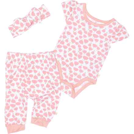MILKBERRY Infant Girls Floral Print Baby Bodysuit and Joggers Set with Bow - Short Sleeve in Multi