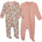 MILKBERRY Infant Girls Footed Coveralls - 2-Pack, Long Sleeve in Pink/Multi