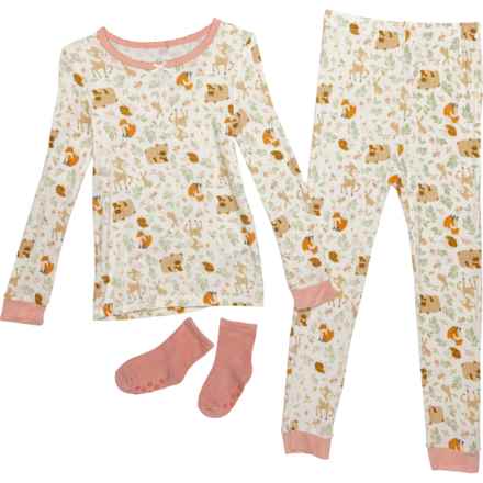 MILKBERRY Infant Girls Forest Pajamas and Socks Set - Long Sleeve in Multi