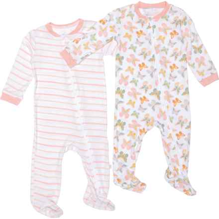MILKBERRY Infant Girls Printed Footed Coveralls - 2-Pack, Long Sleeve in Multi