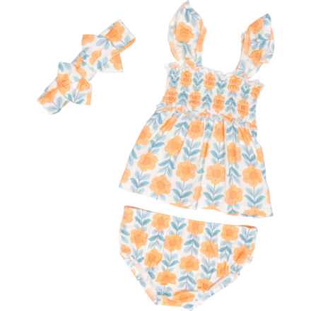 MILKBERRY Infant Girls Printed Shirt, Bloomers and Headband Set - 3-Piece, Sleeveless in Multi
