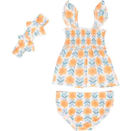 MILKBERRY Infant Girls Printed Shirt, Bloomers and Headband Set - 3-Piece, Sleeveless in Multi