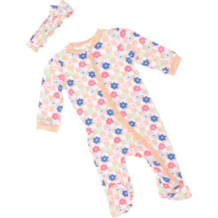 MILKBERRY Infant Girls Zipper Coveralls and Headband Set - Long Sleeve in Multi