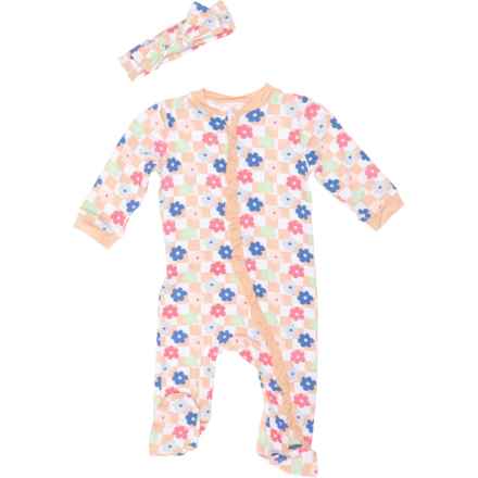 MILKBERRY Infant Girls Zipper Coveralls and Headband Set - Long Sleeve in Multi