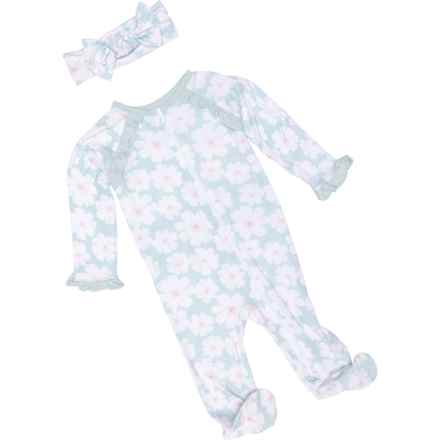 MILKBERRY Infant Girls Zipper Coveralls and Headband Set - Long Sleeve in Multi