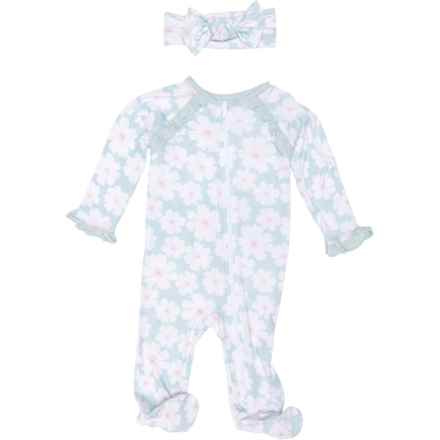 MILKBERRY Infant Girls Zipper Coveralls and Headband Set - Long Sleeve in Multi