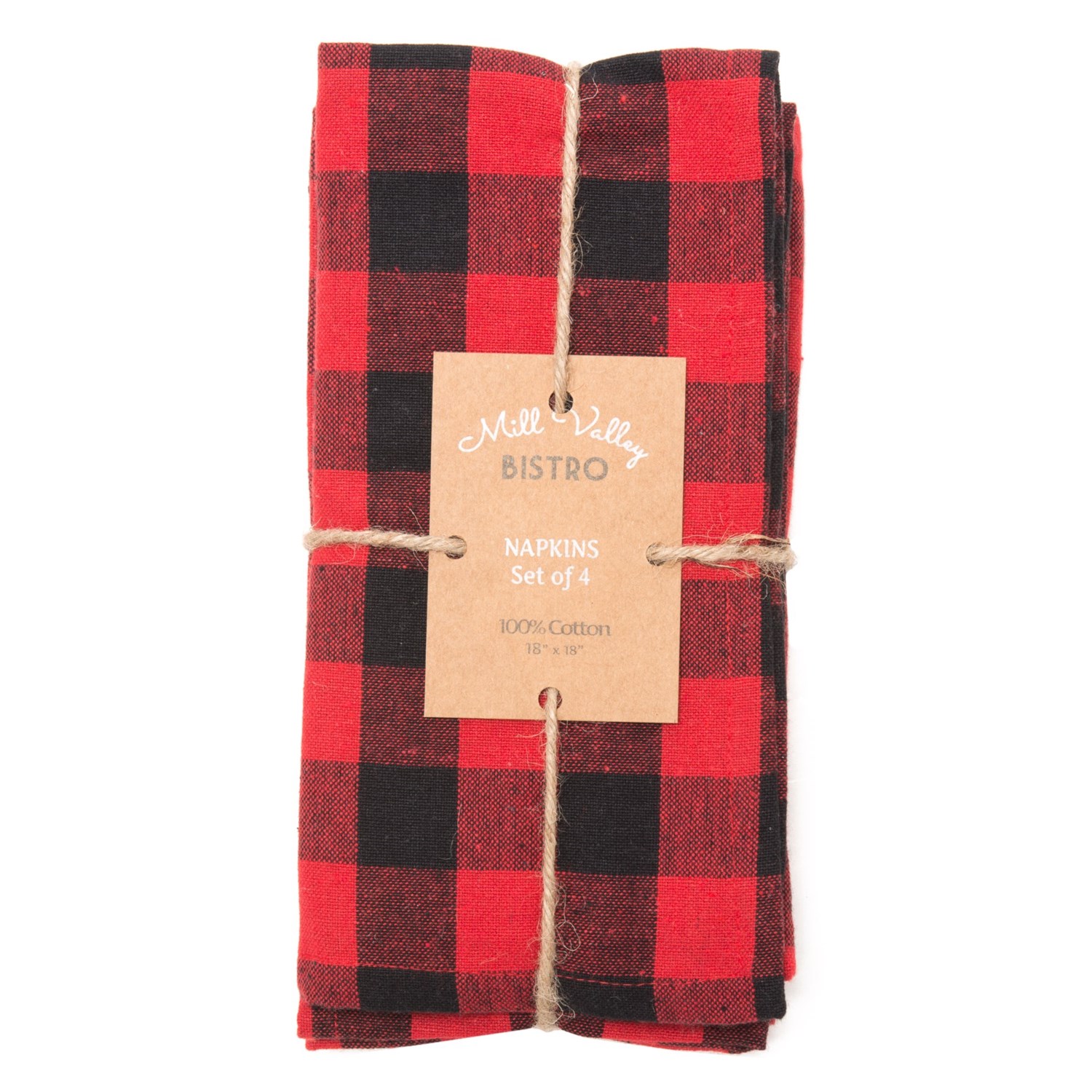 Mill Valley Bistro Cotton Checkered Napkins 4Pack, 18×18”