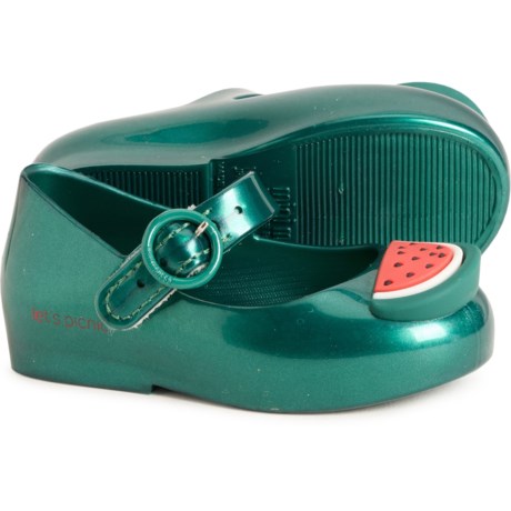 MINI MELISSA Toddler Girls Sweet Love Picnic Mary Jane Shoes in Metallic Green