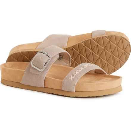 Minnetonka Gideon X-Stitch Slide Sandals - Suede (For Women) in Simply Taupe