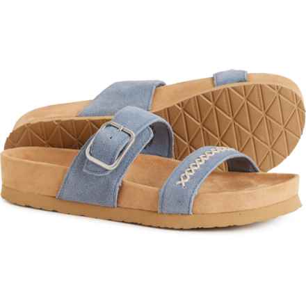 Minnetonka Gideon X-Stitch Slide Sandals - Suede (For Women) in Vintage Blue