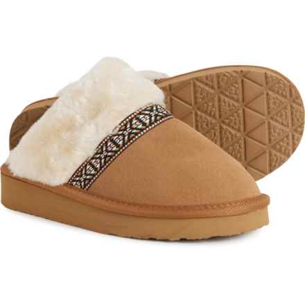 Minnetonka Selia Wedge Scuff Slippers - Leather (For Women) in Cinnamon