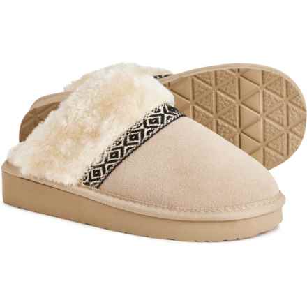 Minnetonka Selia Wedge Scuff Slippers - Suede (For Women) in Stone