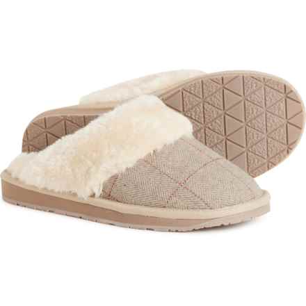 Minnetonka Selma Scuff Slippers (For Women) in Tan Herringbone