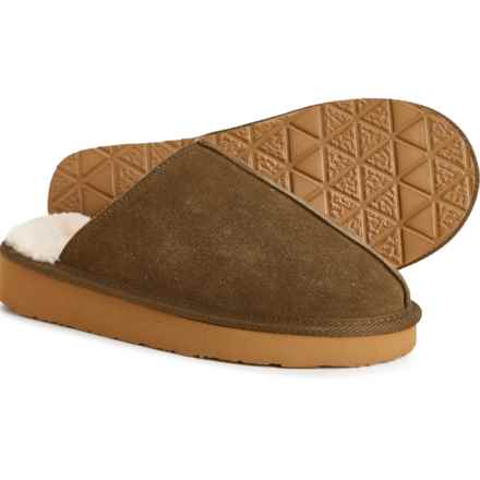 Minnetonka Stefanie Scuff Slippers - Leather (For Women) in Olive