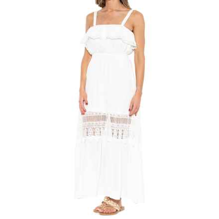 Miss Me Crochet Flounce Maxi Dress - Sleeveless in Off White