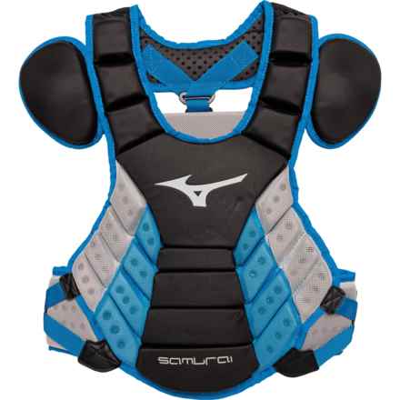 Mizuno Samurai Baseball Chest Protector - 12” (For Boys and Girls) in Black/Electric Blue