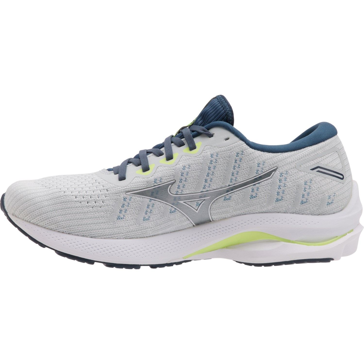  Mizuno Men's Wave Rider 25 Running Shoe, Smokeblue Wht  Neolime, 10.5