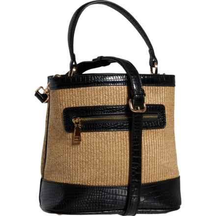 Moda Luxe Danica Straw Bucket Bag (For Women) in Natural Black