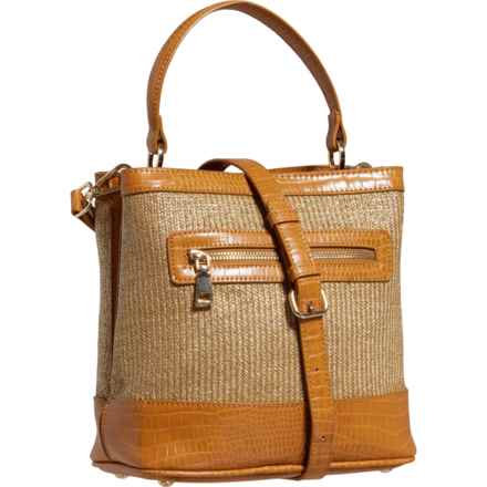 Moda Luxe Danica Straw Bucket Bag in Natural Mustard