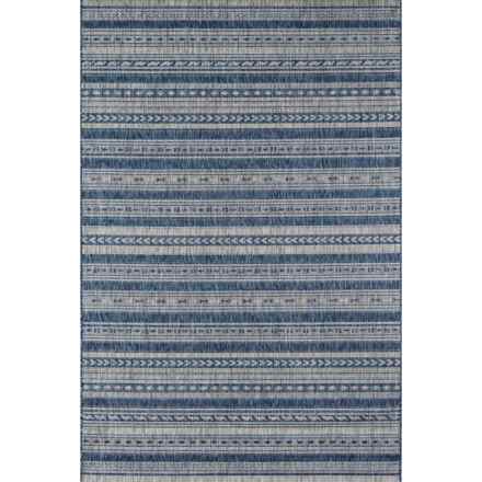 Momeni Geometric Indoor-Outdoor Area Rug - 5’3”x7’6”, Blue in Blue - Closeouts