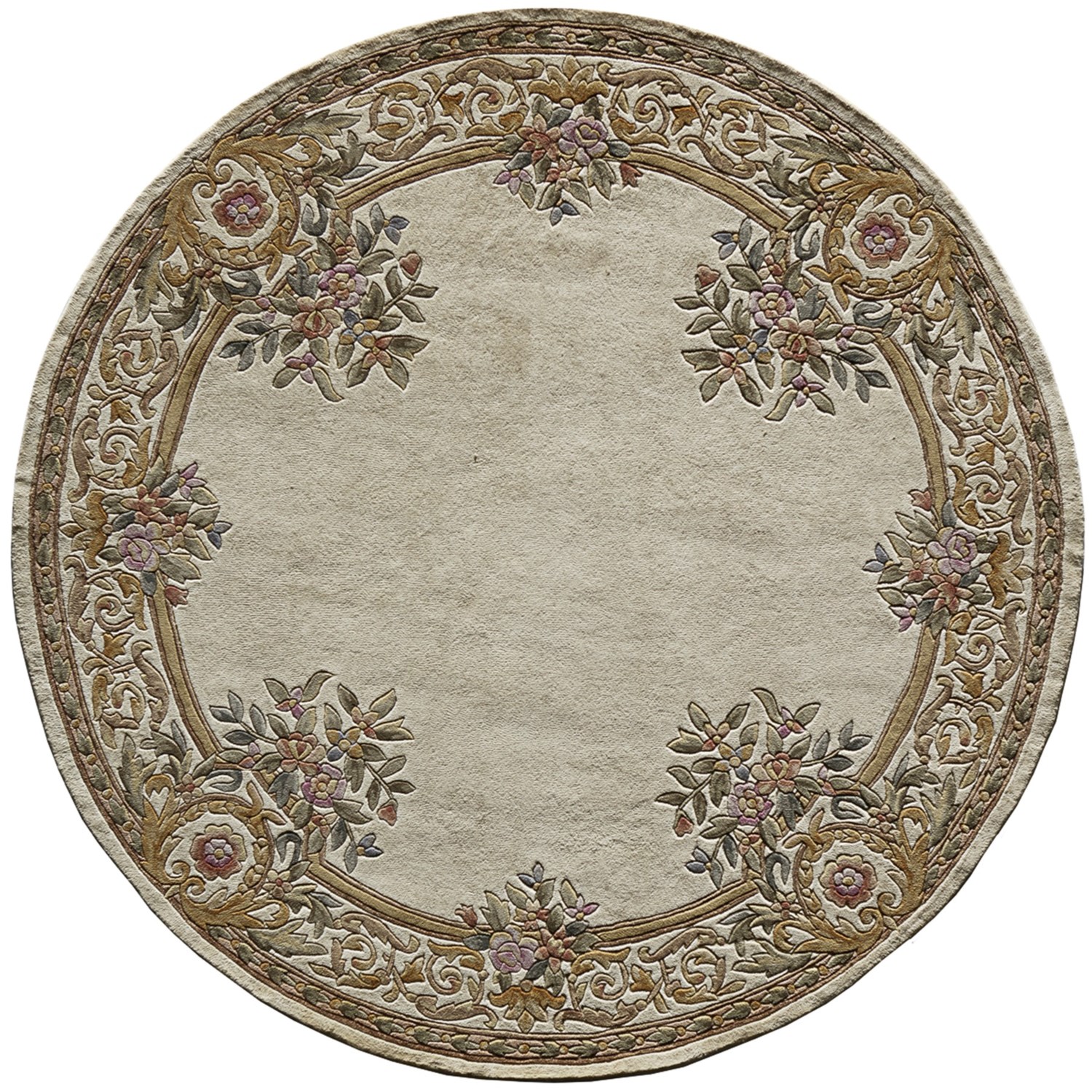 Momeni Harmony Floral Border Wool Area Rug   7’9” Round D0087 30