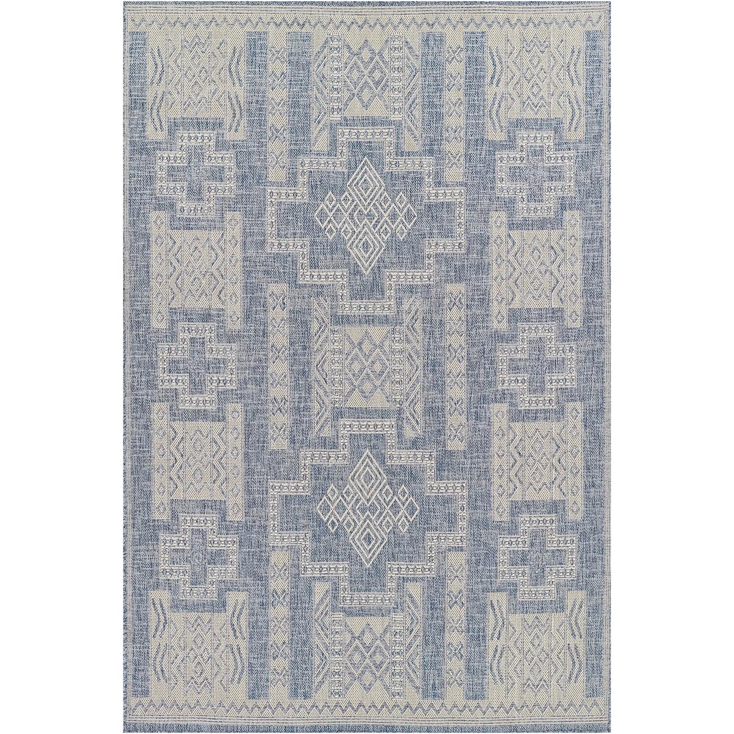 Momeni Made in Turkey Riviera IndoorOutdoor Rug 5’3”x7’, Blue Multi