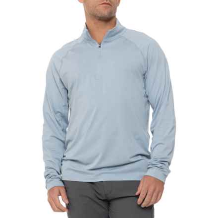 MONDETTA OUTDOOR PROJECT Melange Jersey Shirt - Zip Neck, Long Sleeve in Bluefin