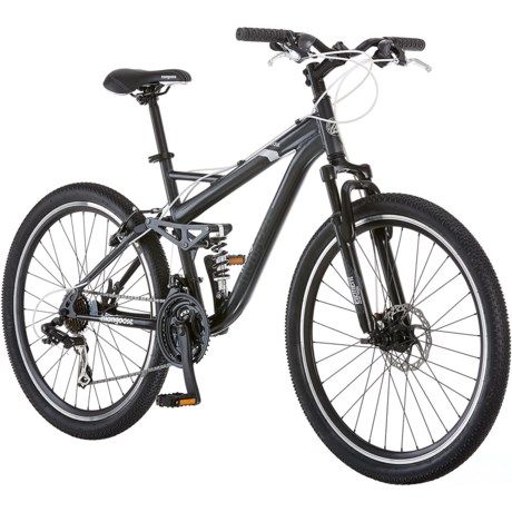 Mongoose Detour Full Suspension Mountain Bike - 26” (For Men) in Grey